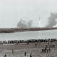 A black and white photo of the Apollo 11 launch in 1969